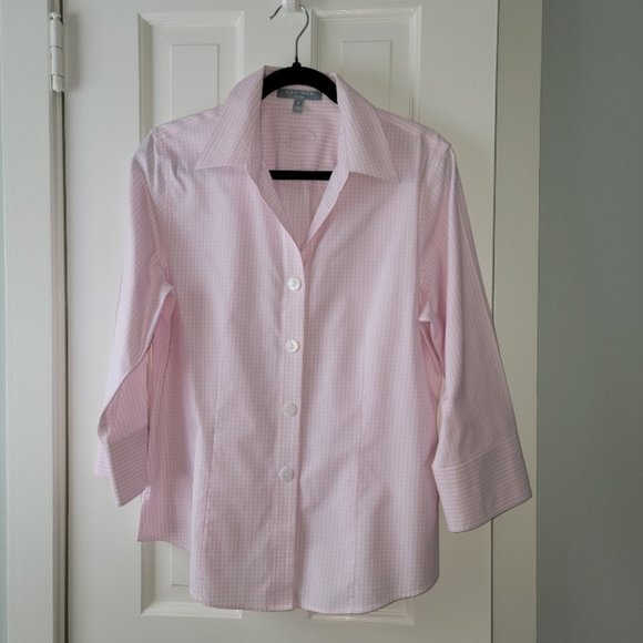 Foxcroft Women's Fitted Pink/White Checked Shirt NWOT Size 12 - Picture 13 of 13